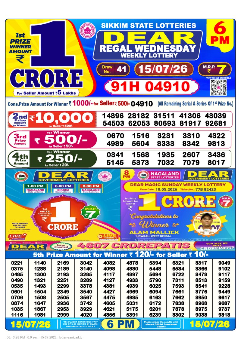 6:00 PM Lottery Result