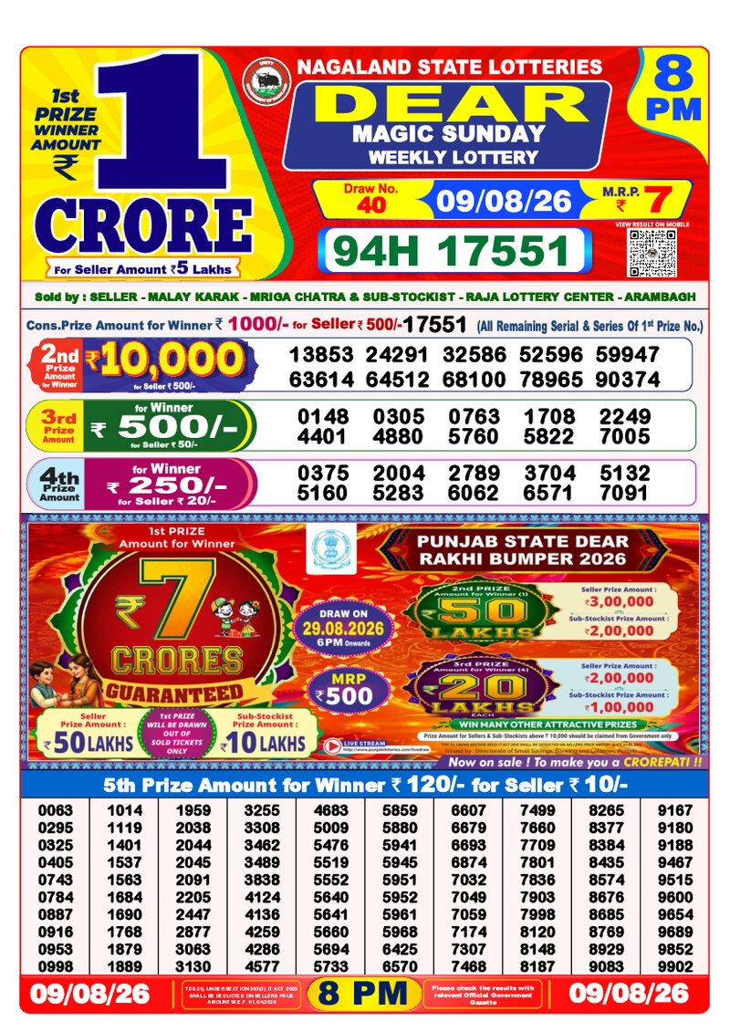8:00 PM Lottery Result
