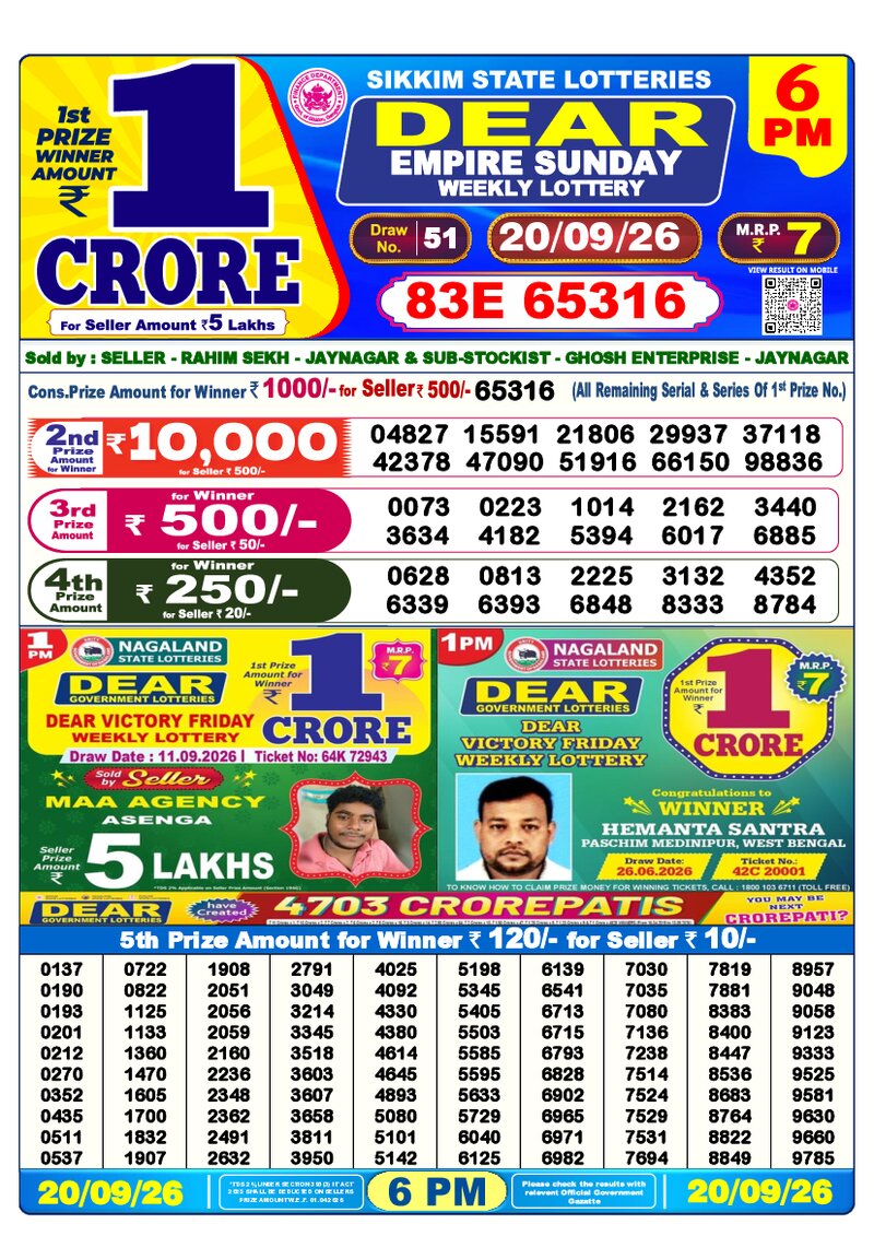 6:00 PM Lottery Result