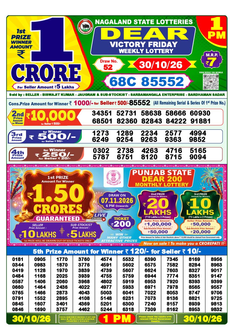 1:00 PM Lottery Result